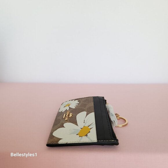 COACH Mini Skinny ID Case In Signature Canvas With Floral Print- Tan Multi 🎈⭐ - Picture 12 of 15